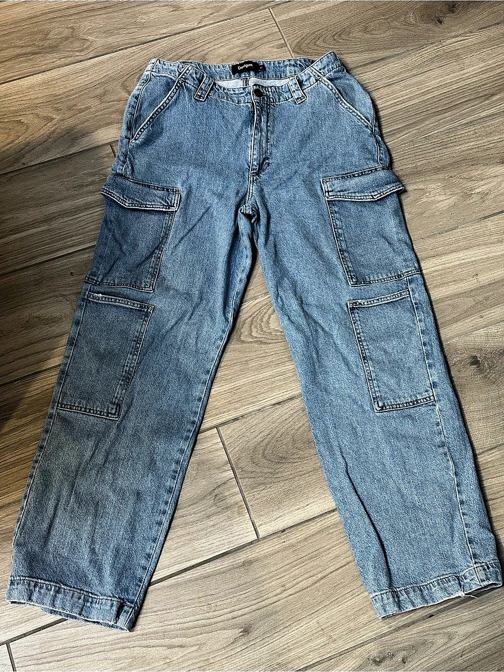 Desigual Pajian Jax Cargo Straight Leg Jeans Blue Waist 42